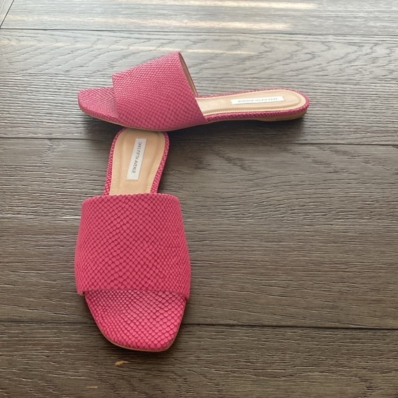 Saks 5th Avenue Bright Pink Slide Sandals | Size 9 - Picture 2 of 11